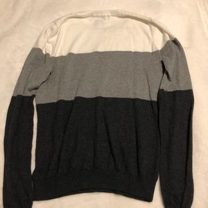 Forever 21 Sweaters - Black/Gray/White Striped Crew Sweater Forever 21 Sweaters - Black/Gray/White Striped Crew Sweater